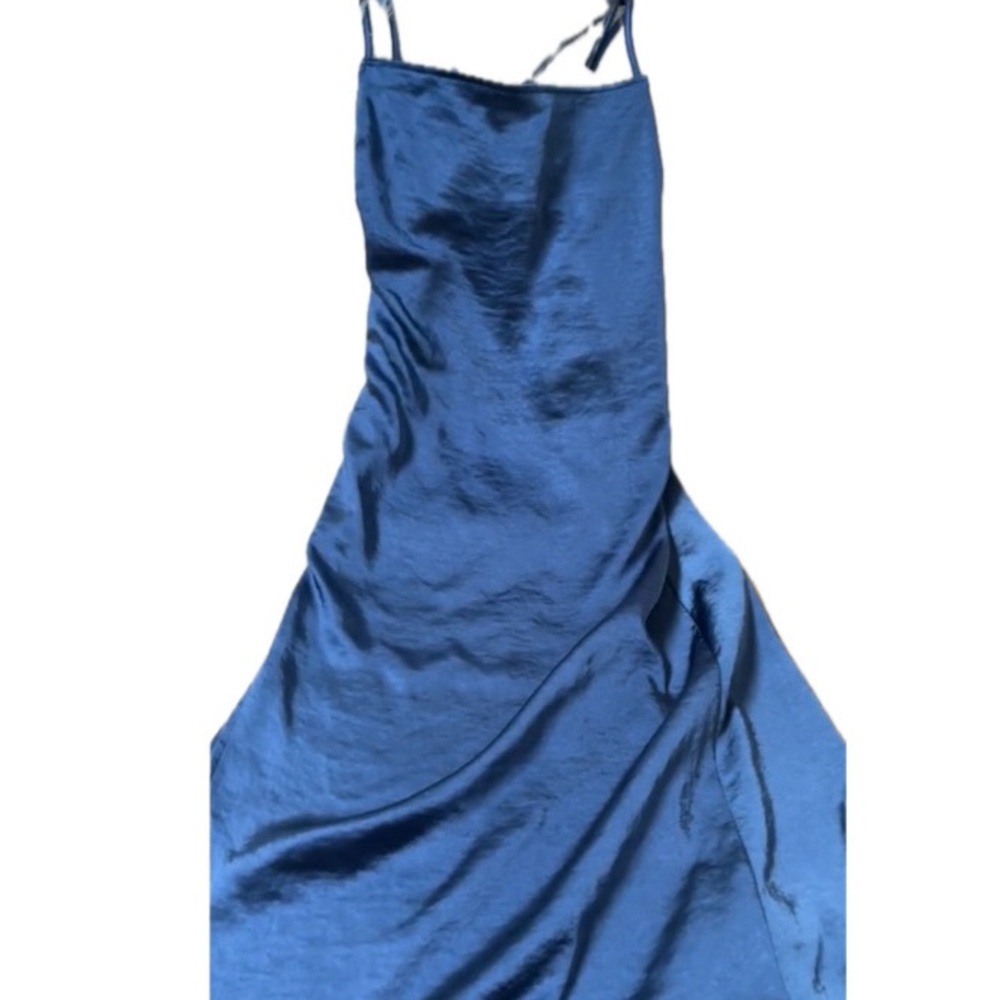 URBAN OUTFITERS MOTEL Blue Satin Prom Dress